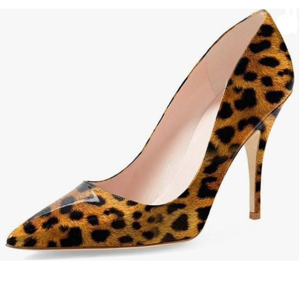 Ydn Leopard Print Pointed Toe Stiletto Heel Pumps… - image 1